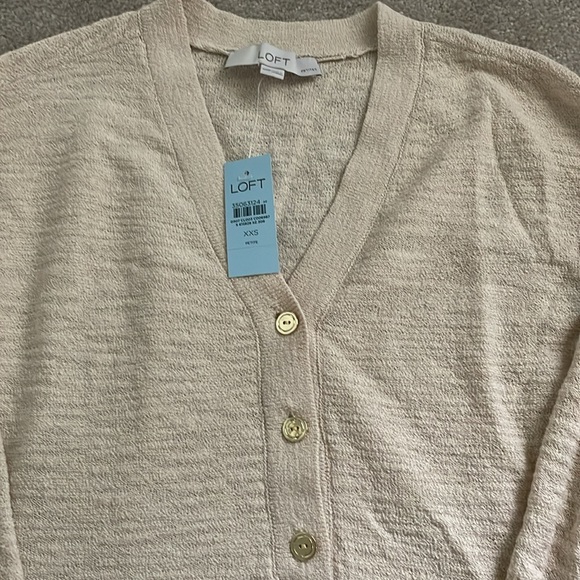 NWT Loft Drop Shoulder Henley Sweater in Almondine, XXSP - Picture 2 of 3